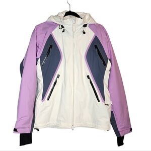 Matador ski snowboard snow coat.  Purple, grey,  white. Women's size Large.